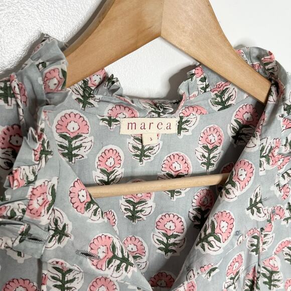 Marea Long Sleeve Georgia Button Up Top Womens Small Grey Pink Floral Cotton - Picture 5 of 11
